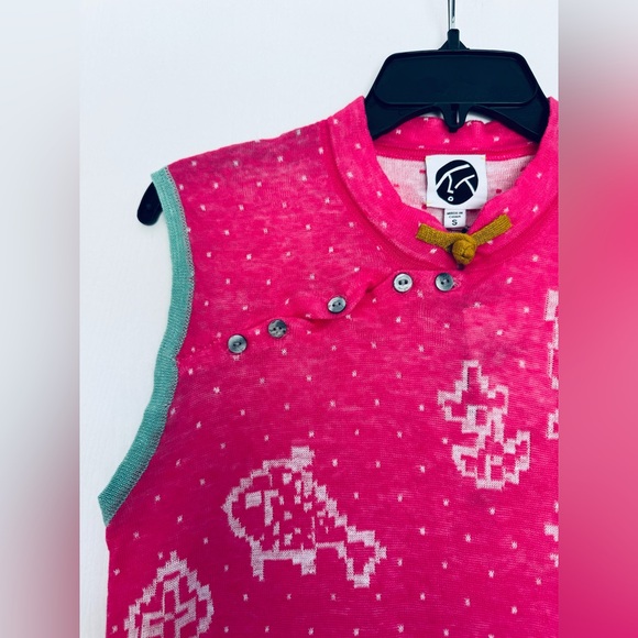 YanYan Munzi Cheongsam Asian Style Jacquard Linen Midi Dress Pink Small - Picture 9 of 15